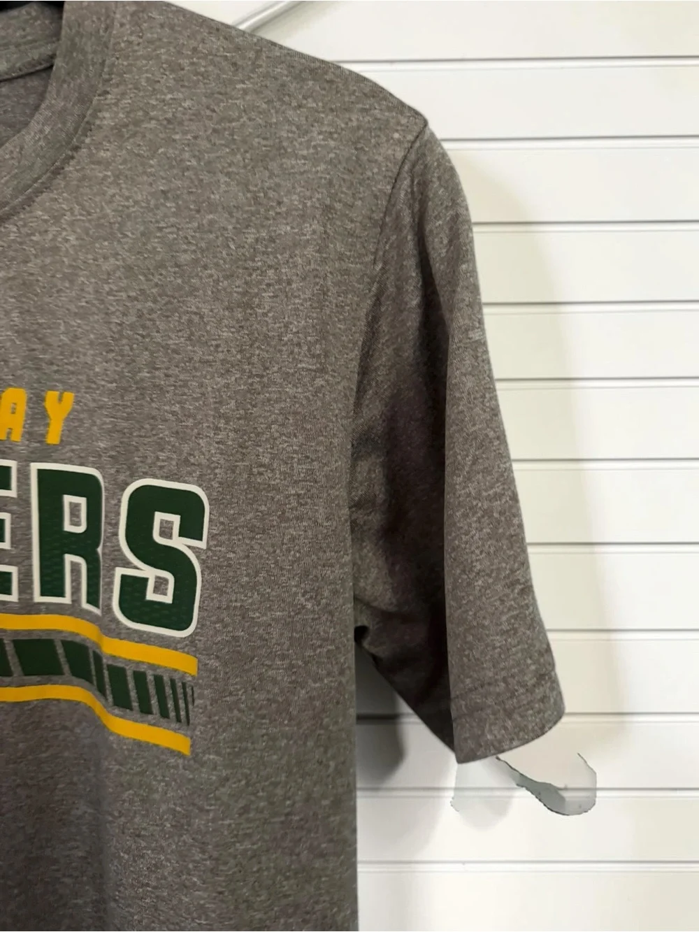 NFL Team Apparel Green Bay Packers Tee Youth XXL 18 Gray Graphic T-Shirt